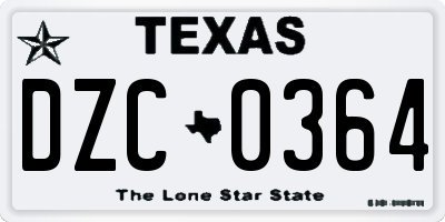 TX license plate DZC0364