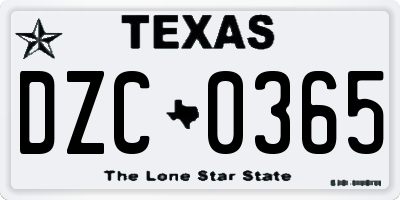 TX license plate DZC0365