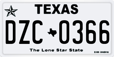 TX license plate DZC0366
