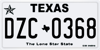 TX license plate DZC0368