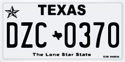 TX license plate DZC0370