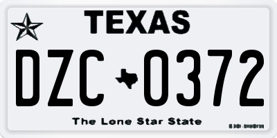 TX license plate DZC0372