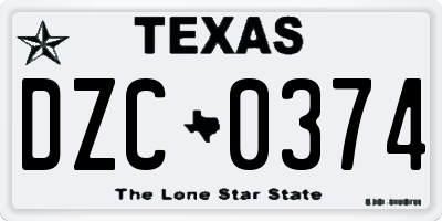TX license plate DZC0374