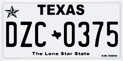 TX license plate DZC0375