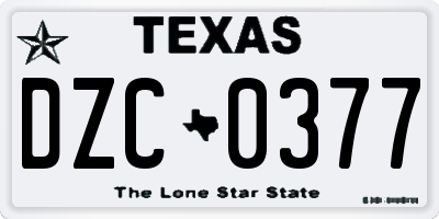 TX license plate DZC0377