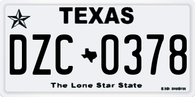 TX license plate DZC0378