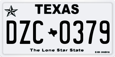 TX license plate DZC0379