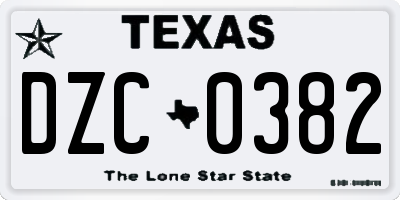 TX license plate DZC0382