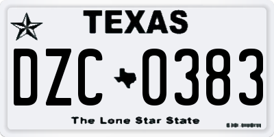 TX license plate DZC0383
