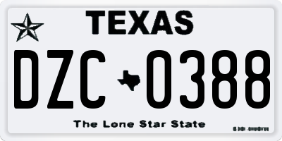 TX license plate DZC0388
