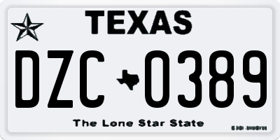 TX license plate DZC0389
