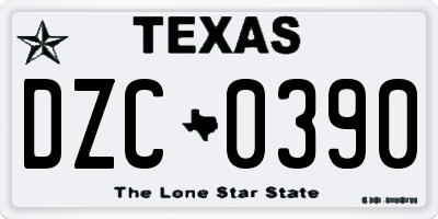TX license plate DZC0390