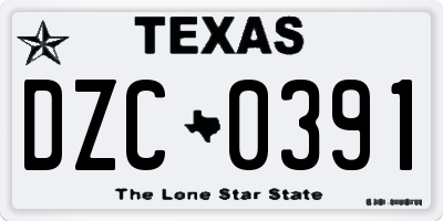 TX license plate DZC0391