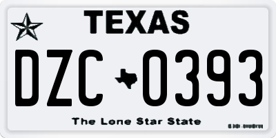 TX license plate DZC0393