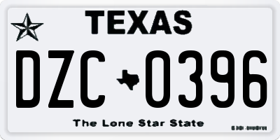 TX license plate DZC0396