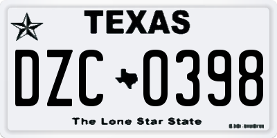 TX license plate DZC0398