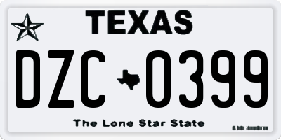 TX license plate DZC0399
