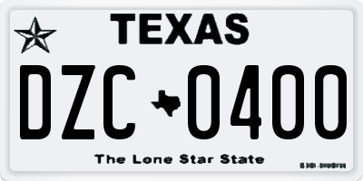 TX license plate DZC0400