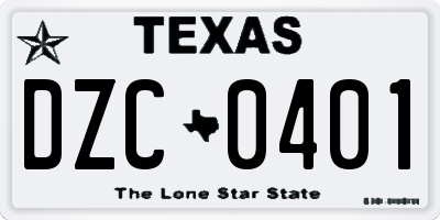 TX license plate DZC0401