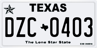 TX license plate DZC0403