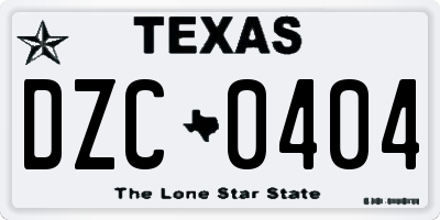TX license plate DZC0404