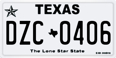 TX license plate DZC0406