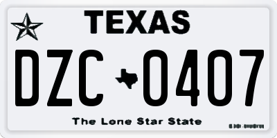 TX license plate DZC0407