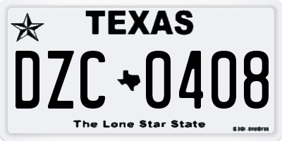TX license plate DZC0408