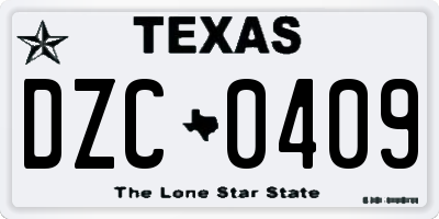 TX license plate DZC0409