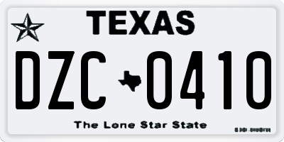 TX license plate DZC0410