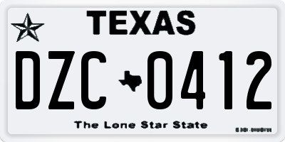 TX license plate DZC0412