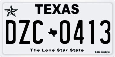 TX license plate DZC0413