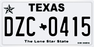TX license plate DZC0415