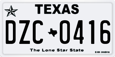 TX license plate DZC0416