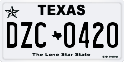 TX license plate DZC0420