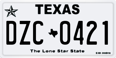 TX license plate DZC0421