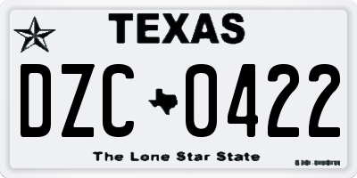 TX license plate DZC0422