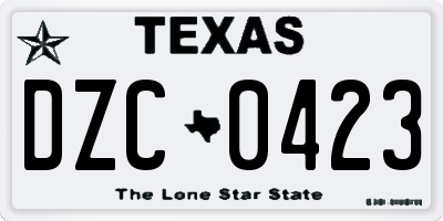 TX license plate DZC0423