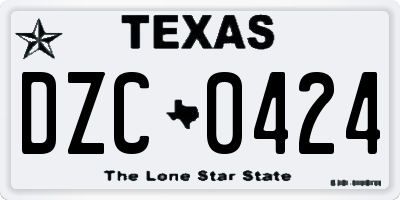 TX license plate DZC0424
