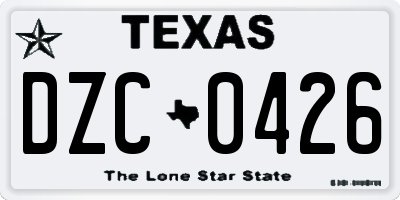 TX license plate DZC0426
