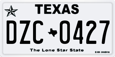 TX license plate DZC0427