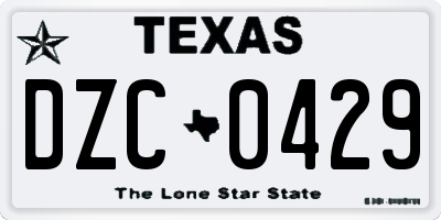 TX license plate DZC0429