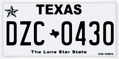 TX license plate DZC0430