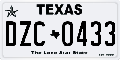 TX license plate DZC0433