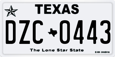 TX license plate DZC0443