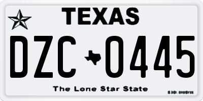 TX license plate DZC0445