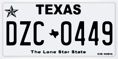TX license plate DZC0449