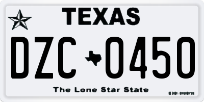TX license plate DZC0450