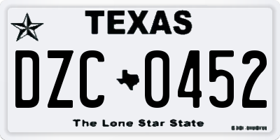 TX license plate DZC0452