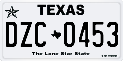TX license plate DZC0453